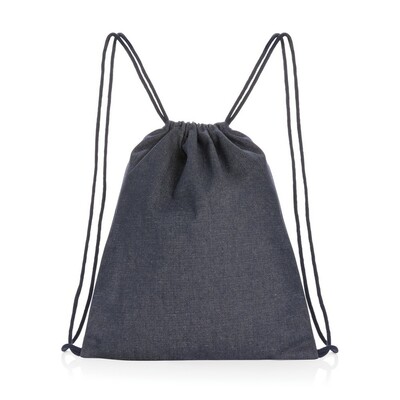 The Impact AWARE™ recycled denim 320 gsm drawstring backpack provides ample storage for all your essentials in style. With AWARE™ tracer that validates the genuine use of recycled materials. Each denim drawstring backpack saves 1.478 litres of water. 2% o