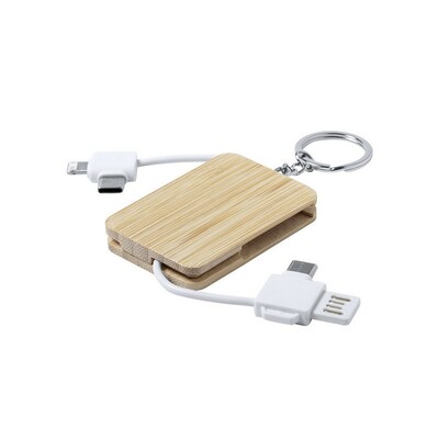 Câble de charge, porte-clés en bambou