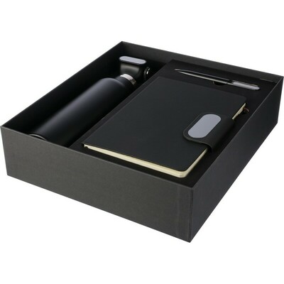 Geschenkset, Thermoflasche, Kugelschreiber, Notizbuch, Geschenkbox
