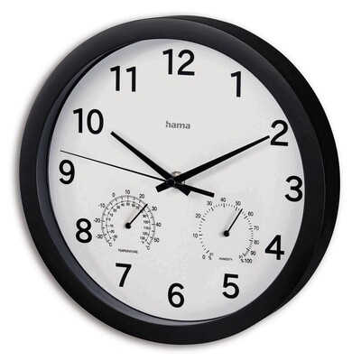 Wanduhr mit Thermometer und Hygrometer von Hama